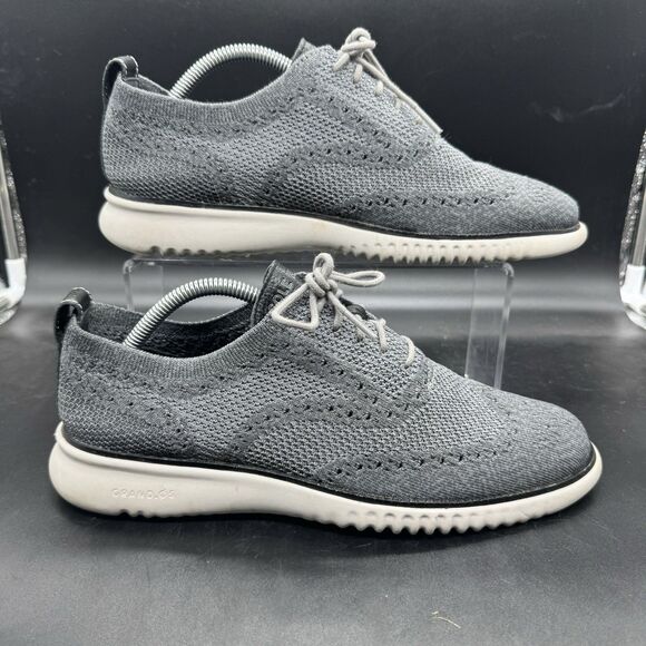 Cole Haan Men's 2.ZeroGrand Stitchlite Oxfords Sz 9M Gray Knit Wingtip C27565 - Picture 1 of 7